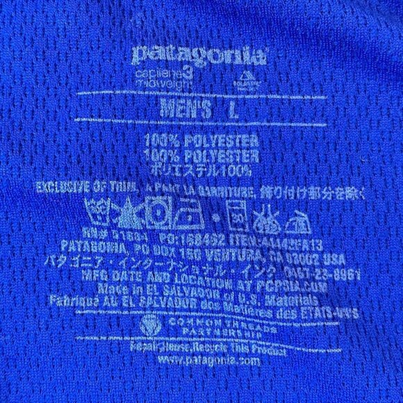 Patagonia Mens Quarter Zip Pullover Shirt Large Blue Long Sleeve Polyester - Picture 3 of 8